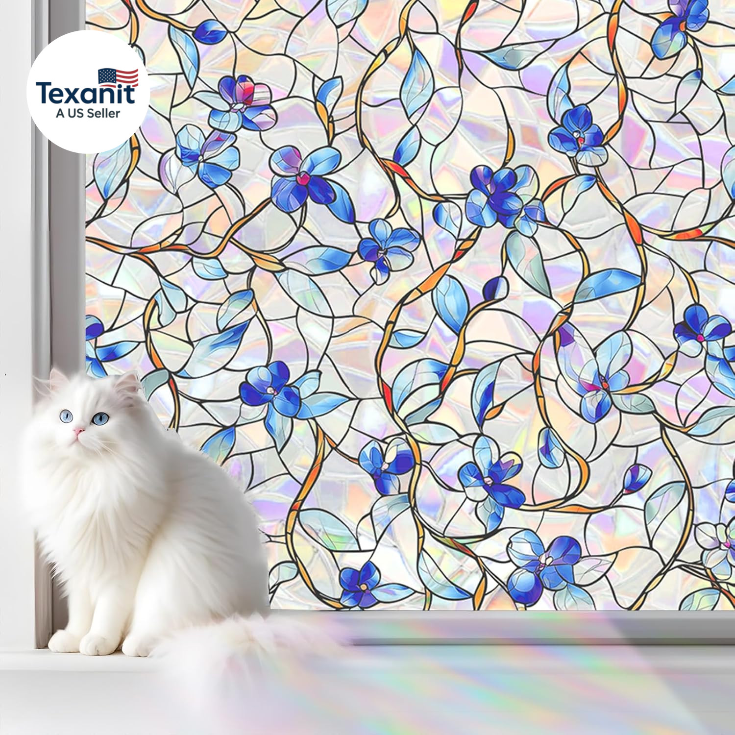Rainbow Window Privacy Film,Heat Control,Uv Blocking,Anti-Glare,Day & Night Priv
