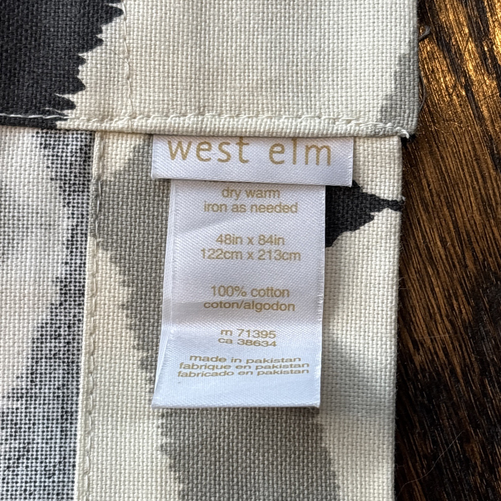 West Elm 48”x84” Curtain Panels Pair Gray Black Ivory Geometric Cotton Drapes