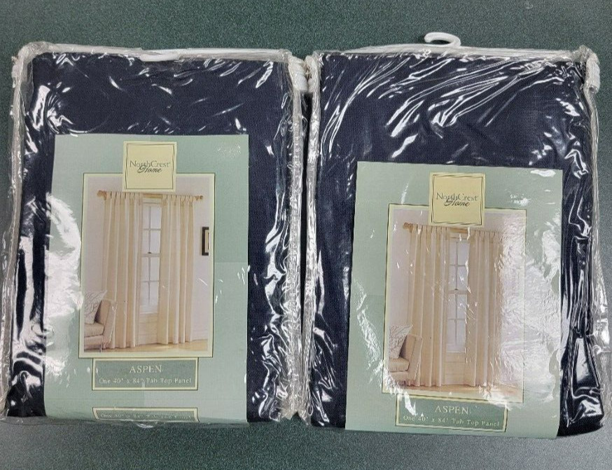 NIP~ 2-NORTHCREST HOME ~ASPEN~ Tab-Top Window Panels Each = 40×84 NAVY BLUE