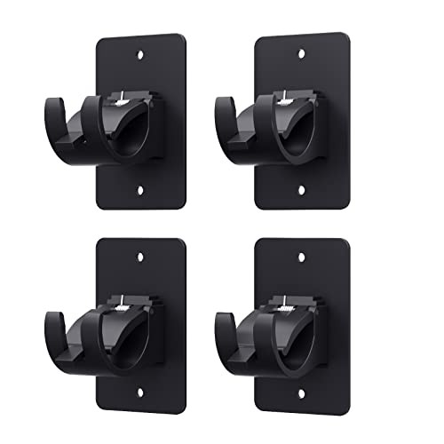 4 Pieces Self Adhesive Curtain Rod Bracket, Universal Plastic 4 Pcs Black