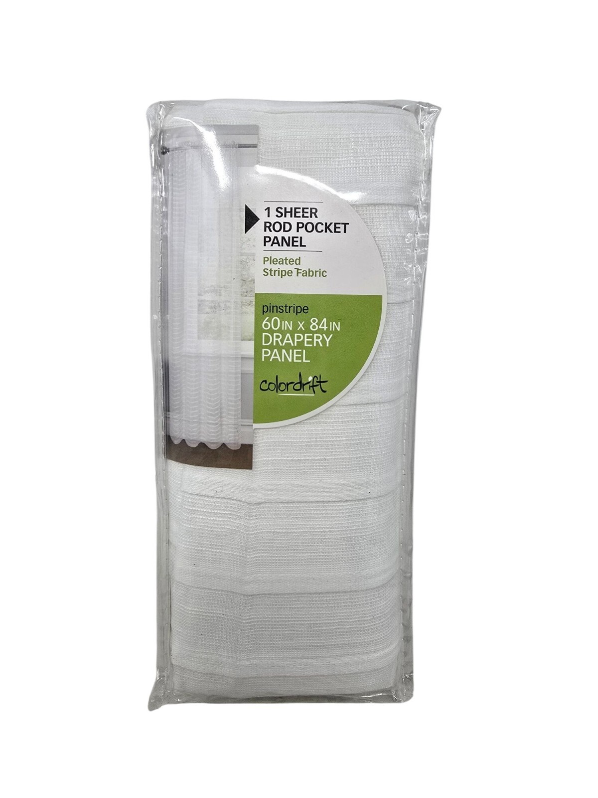 Colordrift White Striped Polyester 60 in. W X 84 in. L Rod Pocket Sheer Curtain