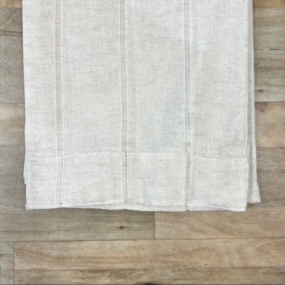 Ralph Lauren 54 x 96 Hamilton Linen Beige Sheer Curtains Striped Stripes Woven