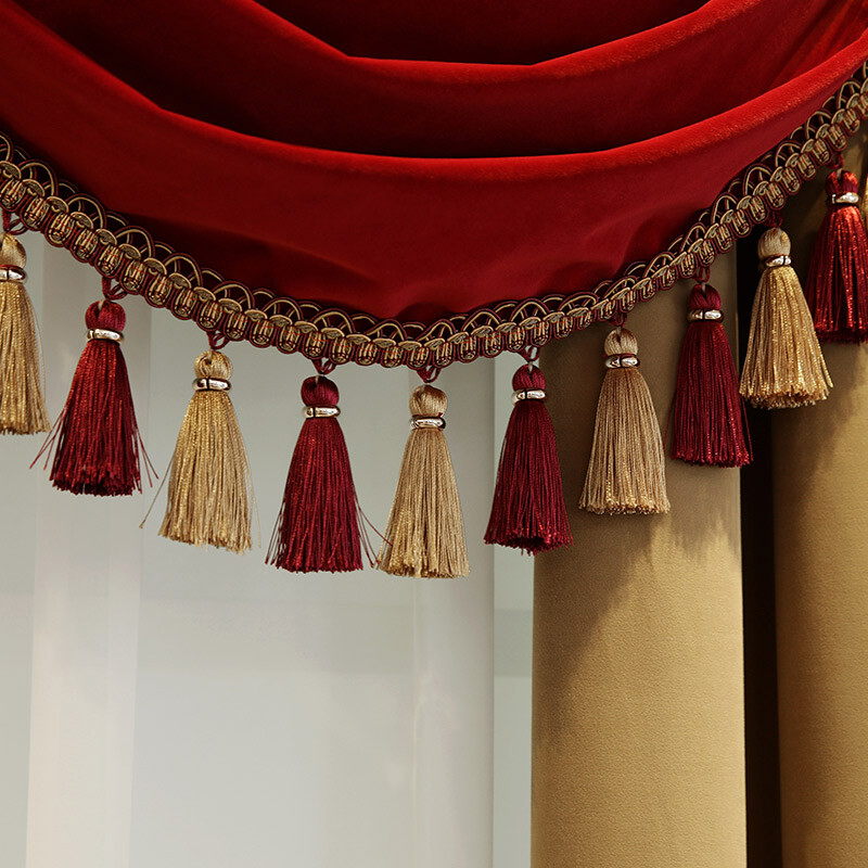 European palace gold yellow velvet cloth blackout curtain valance drape C1445