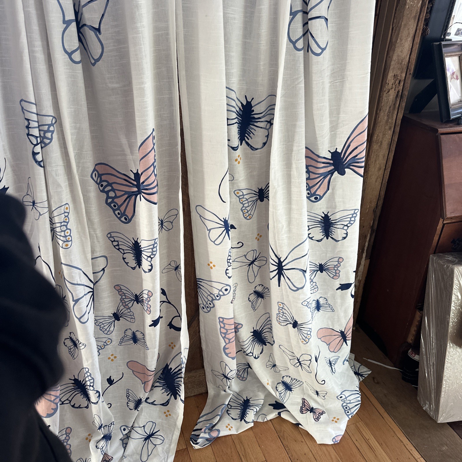 Butterfly Garden Farmhouse Anthropologie Style Cottage Linen Curtains 94″