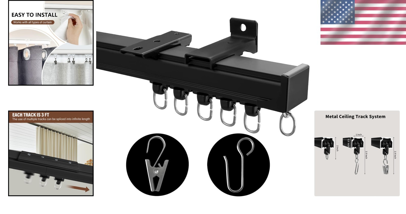 Curtain Track Ceiling Mount Room Divider Privacy Partition Heavy Duty Aluminu…