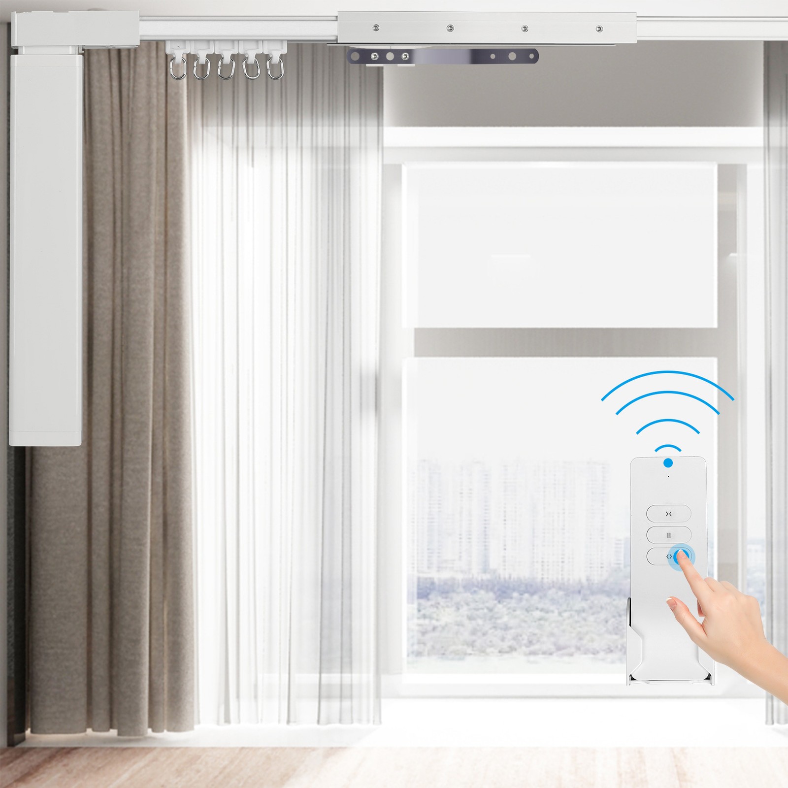 6.2m Motorized Curtain Track Rail Wifi Remote Control 20.3ft Ceiling Track