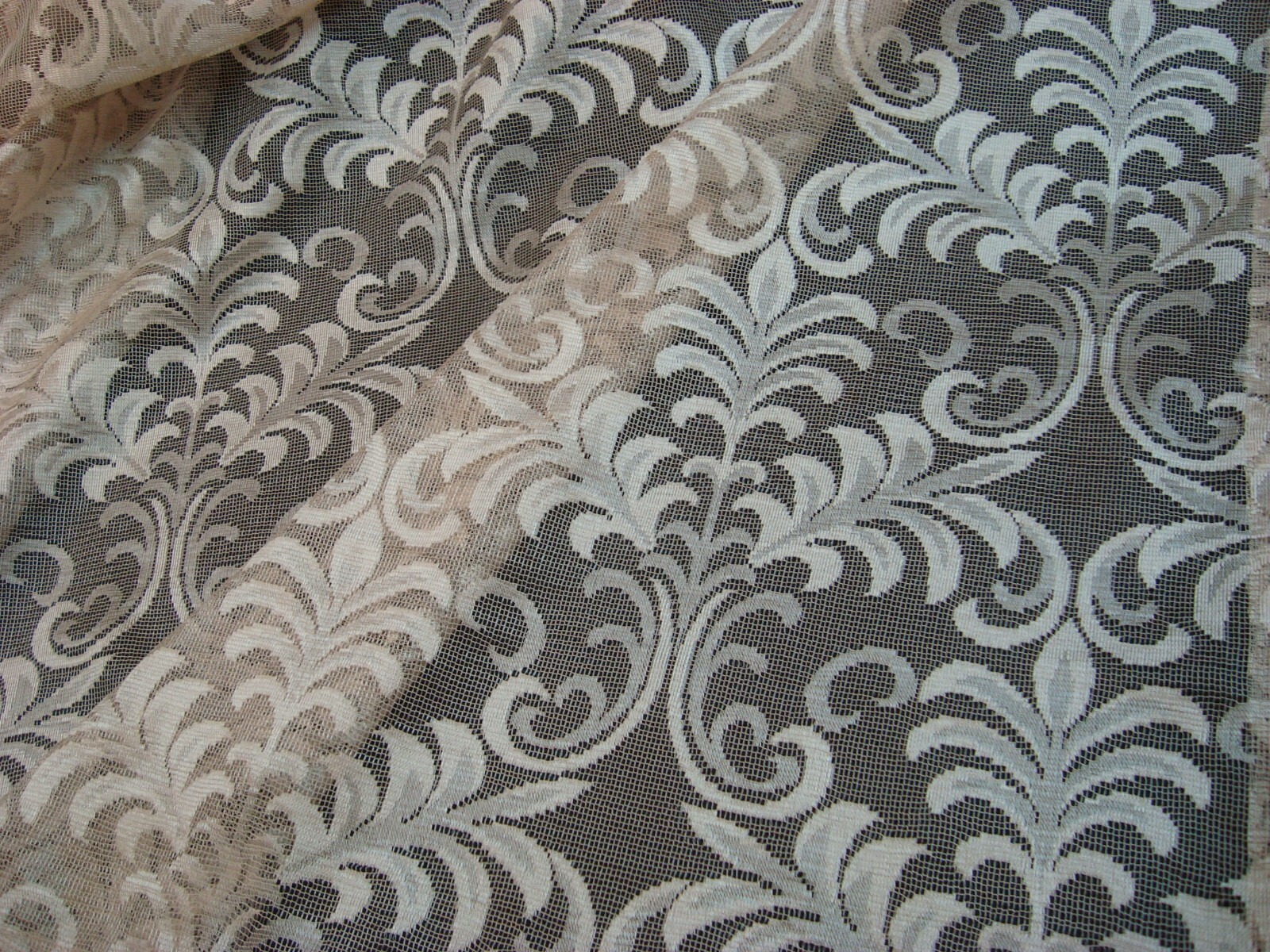 New One Lace Crochet CURTAIN Panel Jacquard Fleur de lis Ecru 60″ x 96″ lg