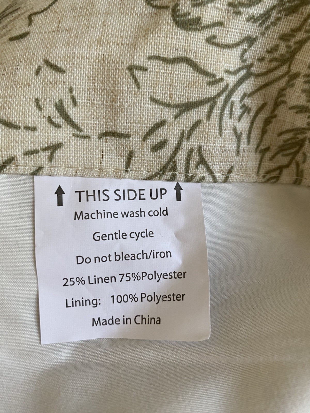 Jinchan Floral Linen Blend Curtain Panels Beige Green 25% Linen 75% Polyester