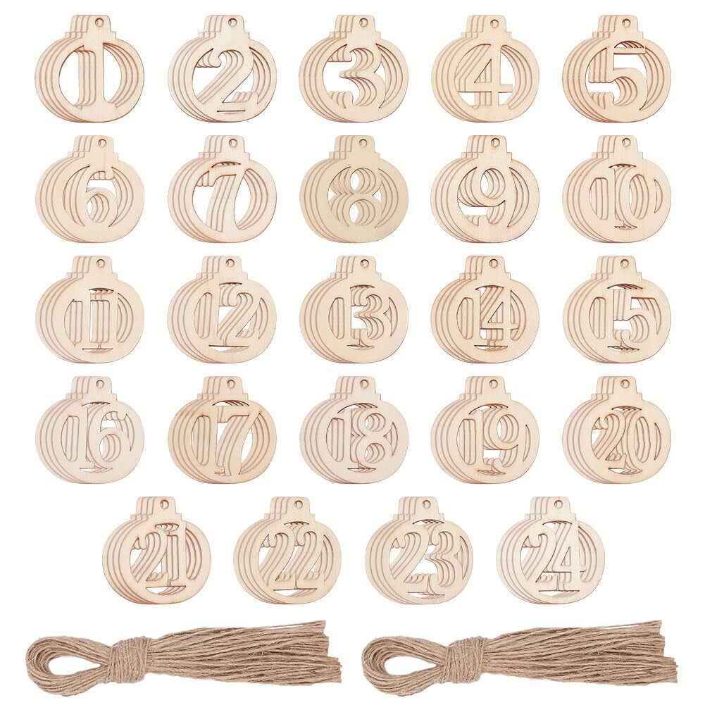 96 Pcs Wood Number For Christmas 124 Christmas Countdown Advent Calendar Wooden