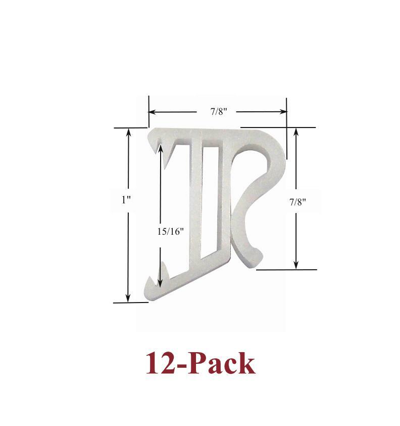 1″ Single Slat WHITE VALANCE EXTENSION CLIPS for Wood or Mini Blinds (12-Pack)