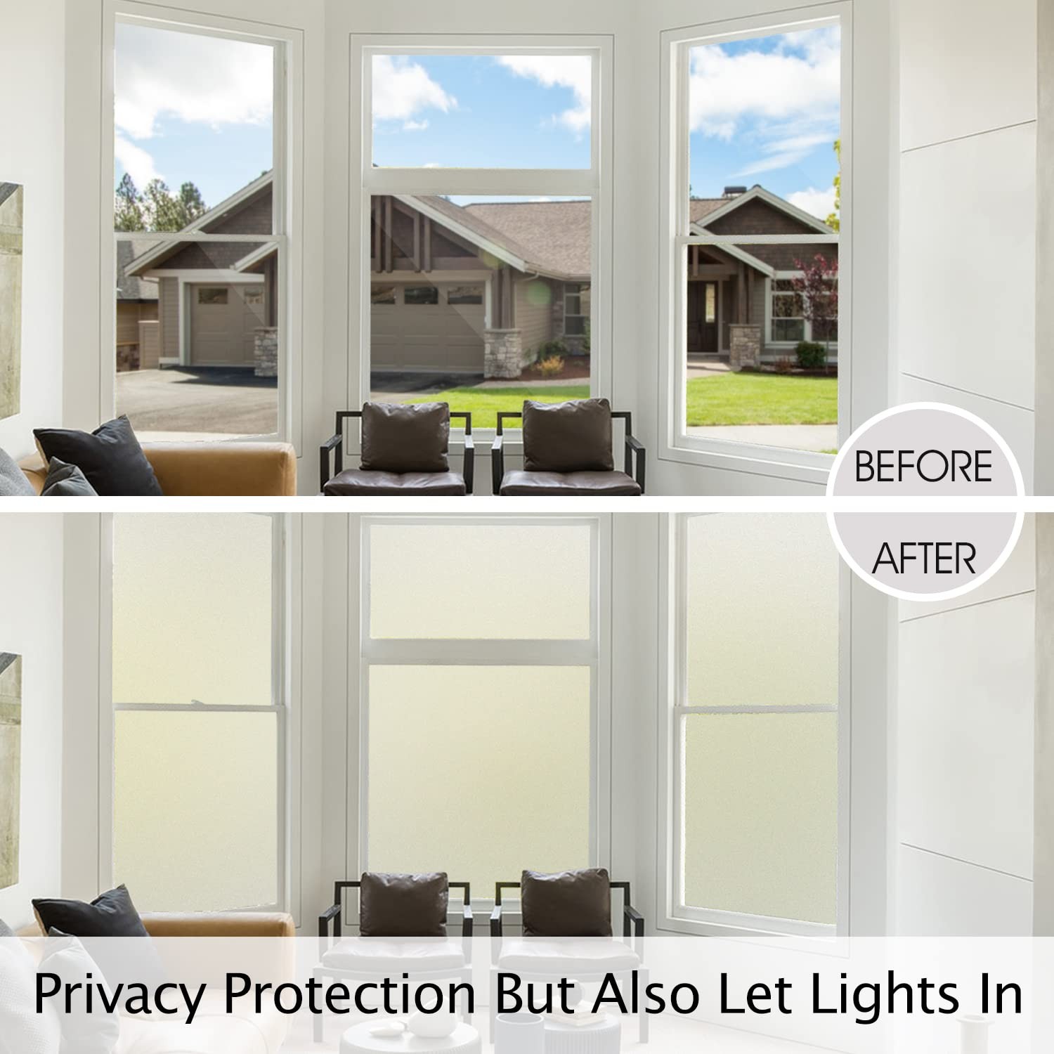HIDBEA Frosted Window Privacy Film Heat Control 17.5 Inch x 6.5 Feet,