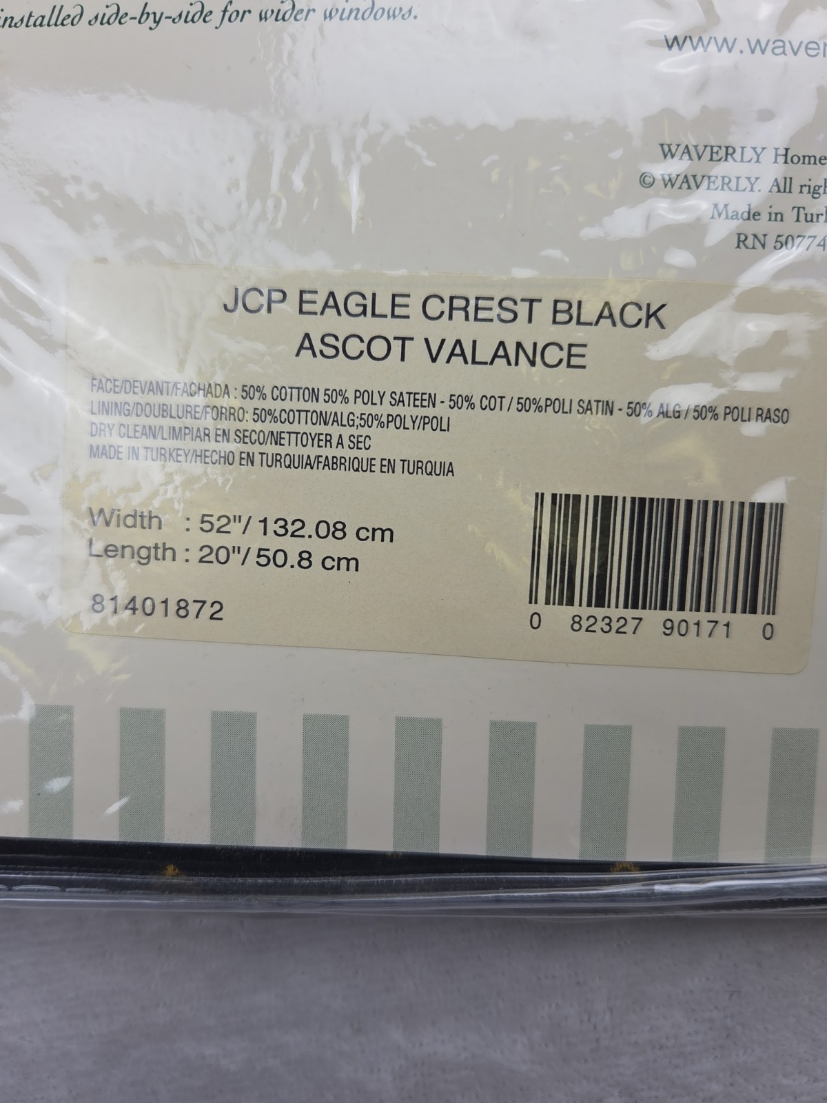 2 Vtg NEW Waverly Eagle Crest Black Ascot Valances Black 52 x 20″ Tassel 90s Y2K