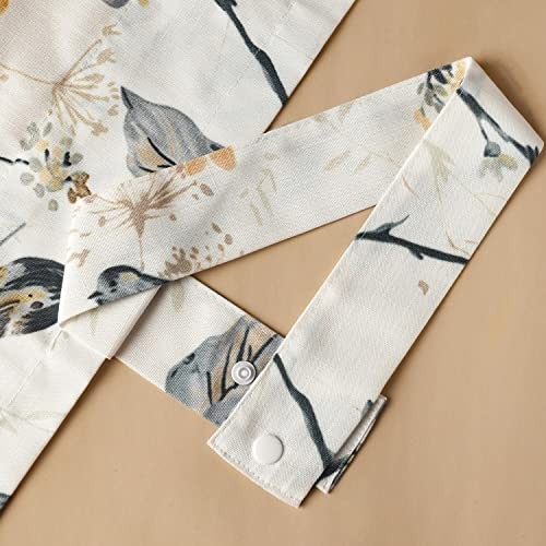 Tie Up Valances for Kitchen Windows, Gray 52″W x 18″L (Pack of 1) Birds Grey