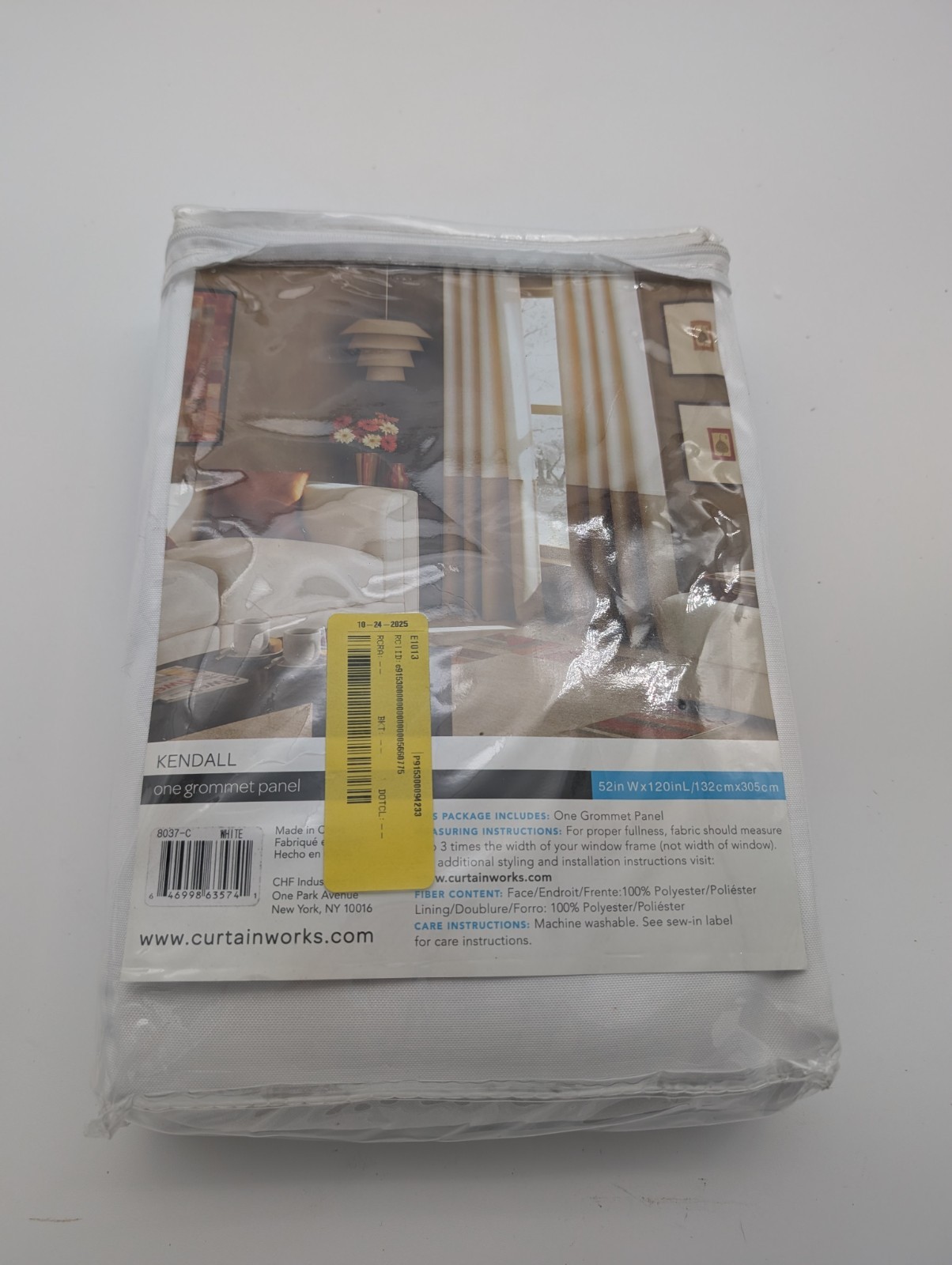 Curtainworks Kendall Color Block Grommet 1-Curtain Panel White 52×102 2-tone