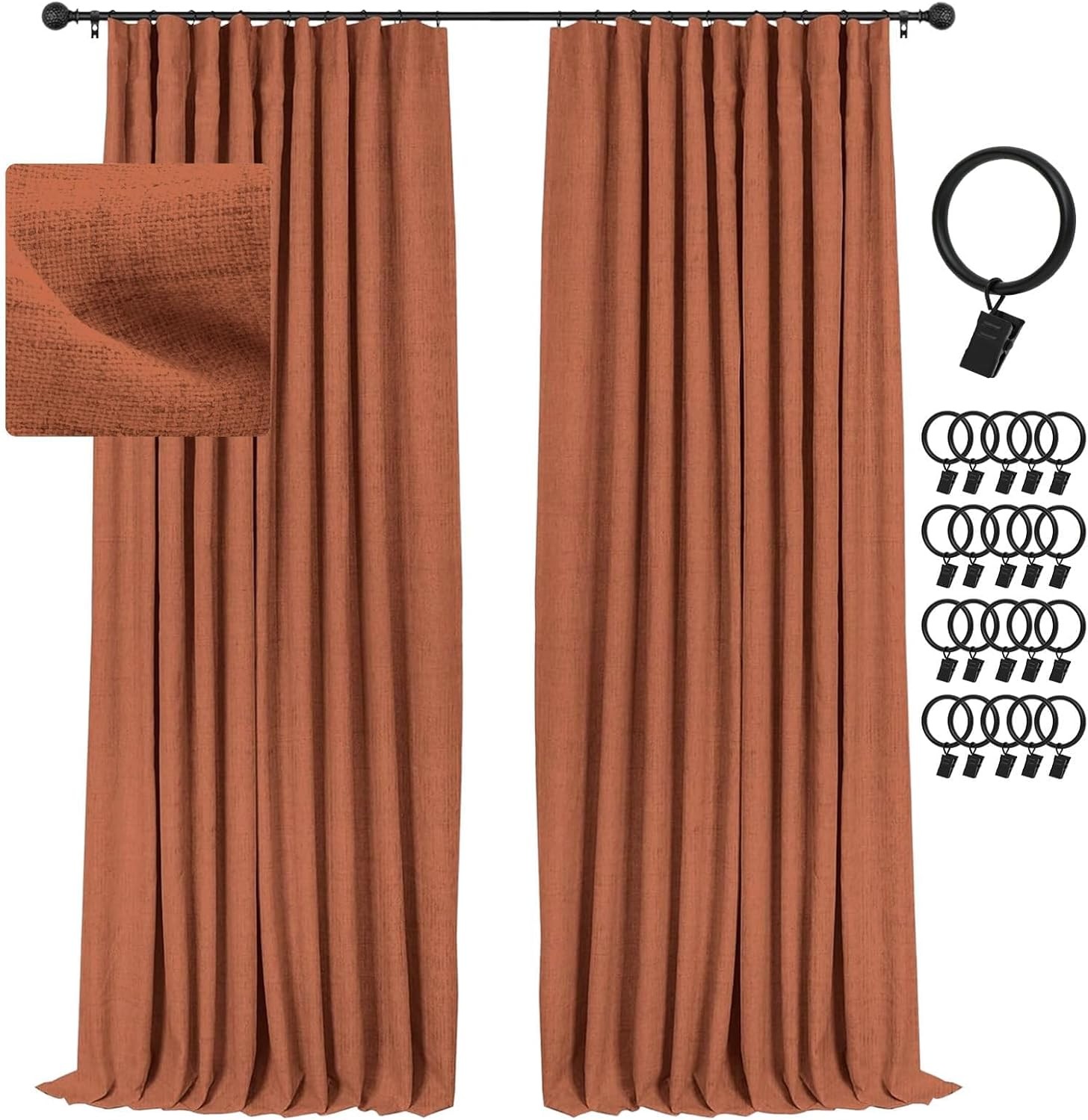 100% Blackout Curtains Thermal Insulated Drapes for Bedroom Living Room
