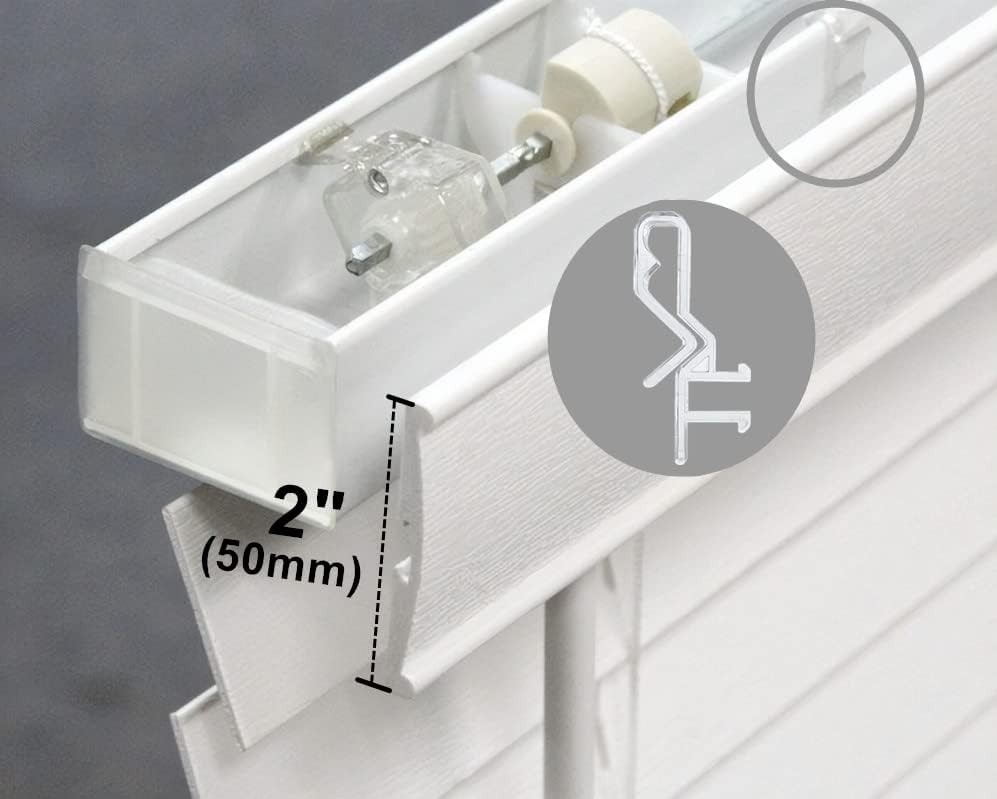 Hidden Channel Valance Clips 1-7/8 Clear 10pcs for Faux & Real Wood Blinds