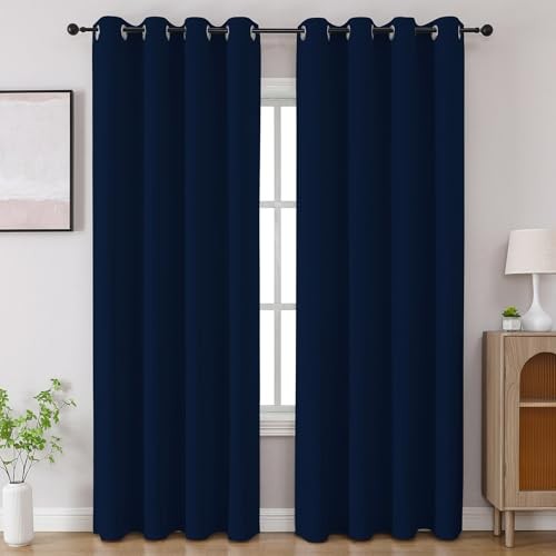 Blackout Curtains 84 inch Length 2 Panels 52″W x 84″L (Pack of 2) Navy Blue