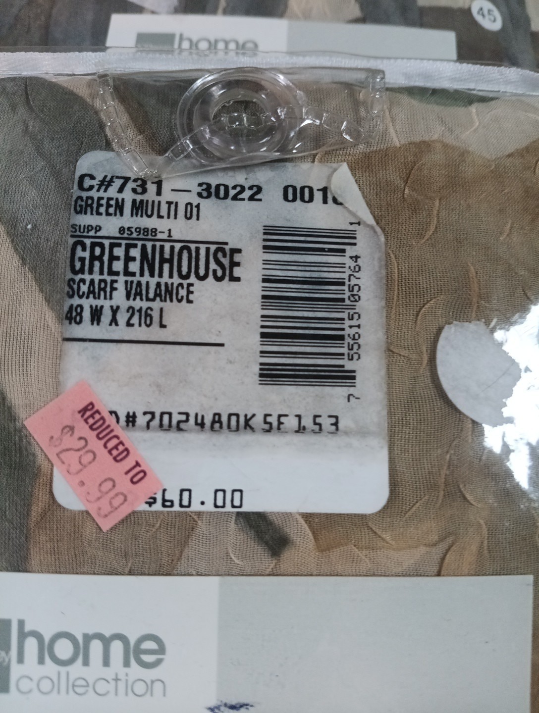 4 Vintage JC Penny Scarf Valance Home Collection Green Greenhouse