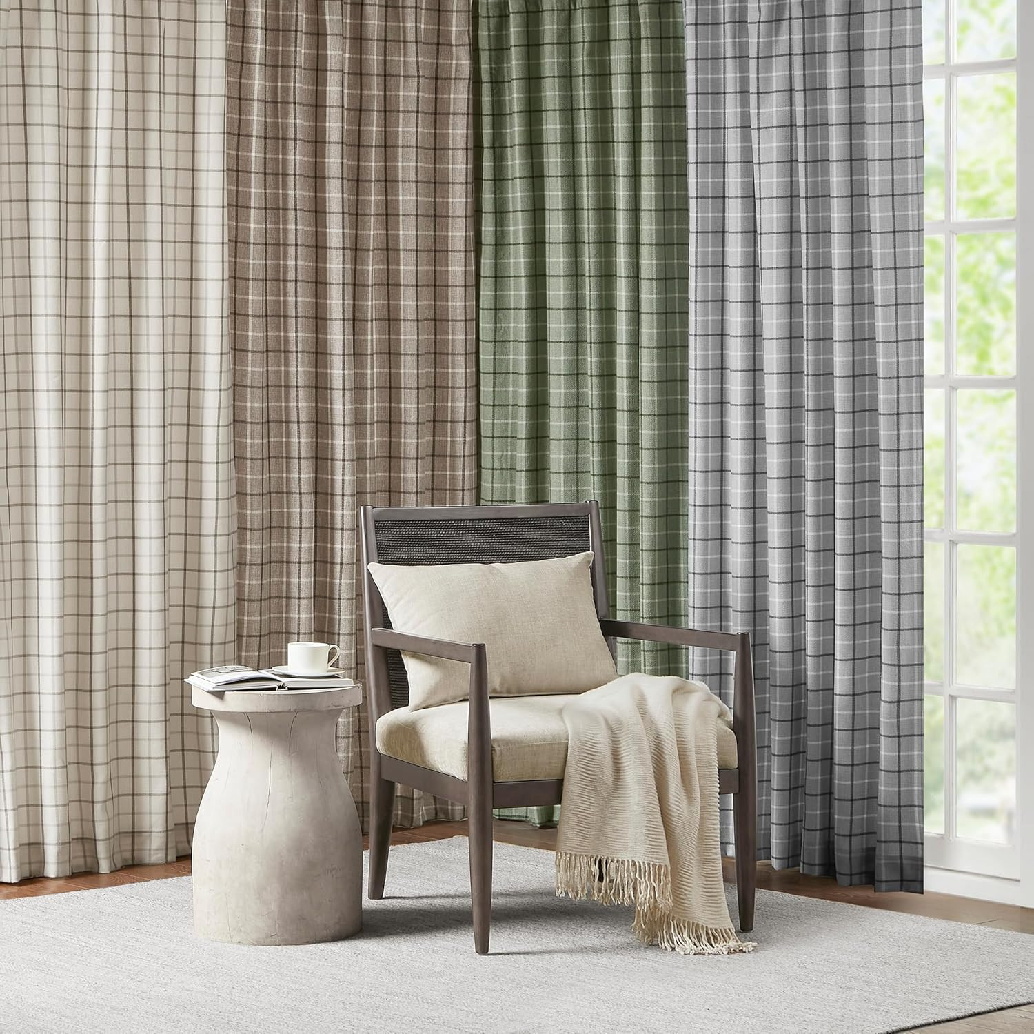 Anaheim Cabin Plaid Curtain Window, Thermal Insulated Fleece Lining, Living Room