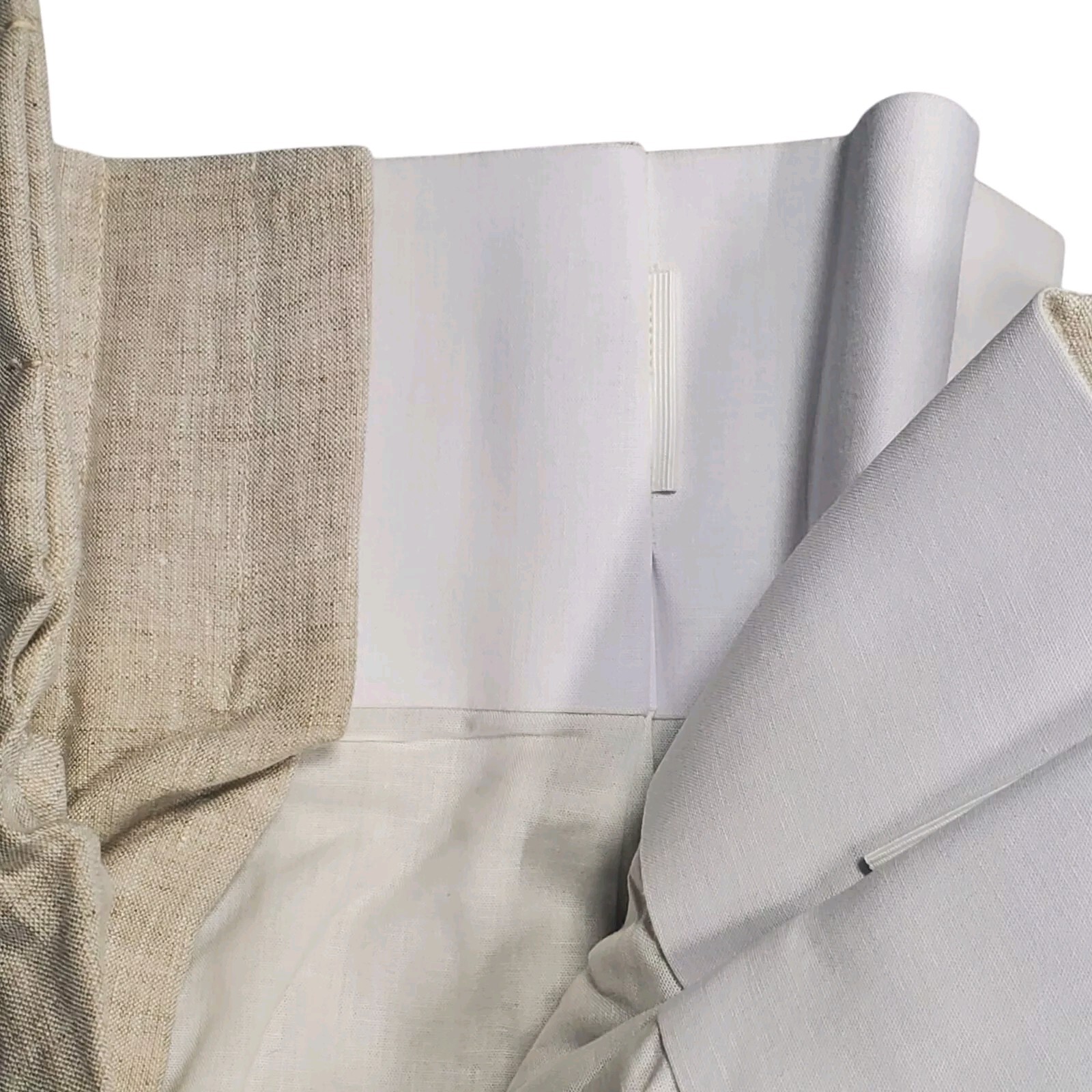West Elm Pleated European Flax Linen Curtain 48×84″ Natural Flax Cotton Lined