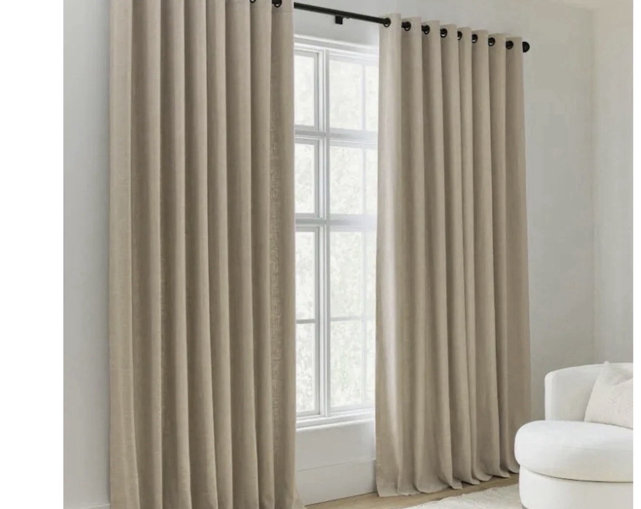 Pottery Barn Emery Linen Grommet Blackout Drape 100×108 Double Wide Oatmeal NEW
