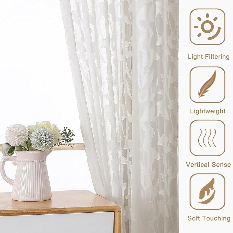 Light Filtering Sheer Curtains Rod Pocket Hanging Options Home Decoration New