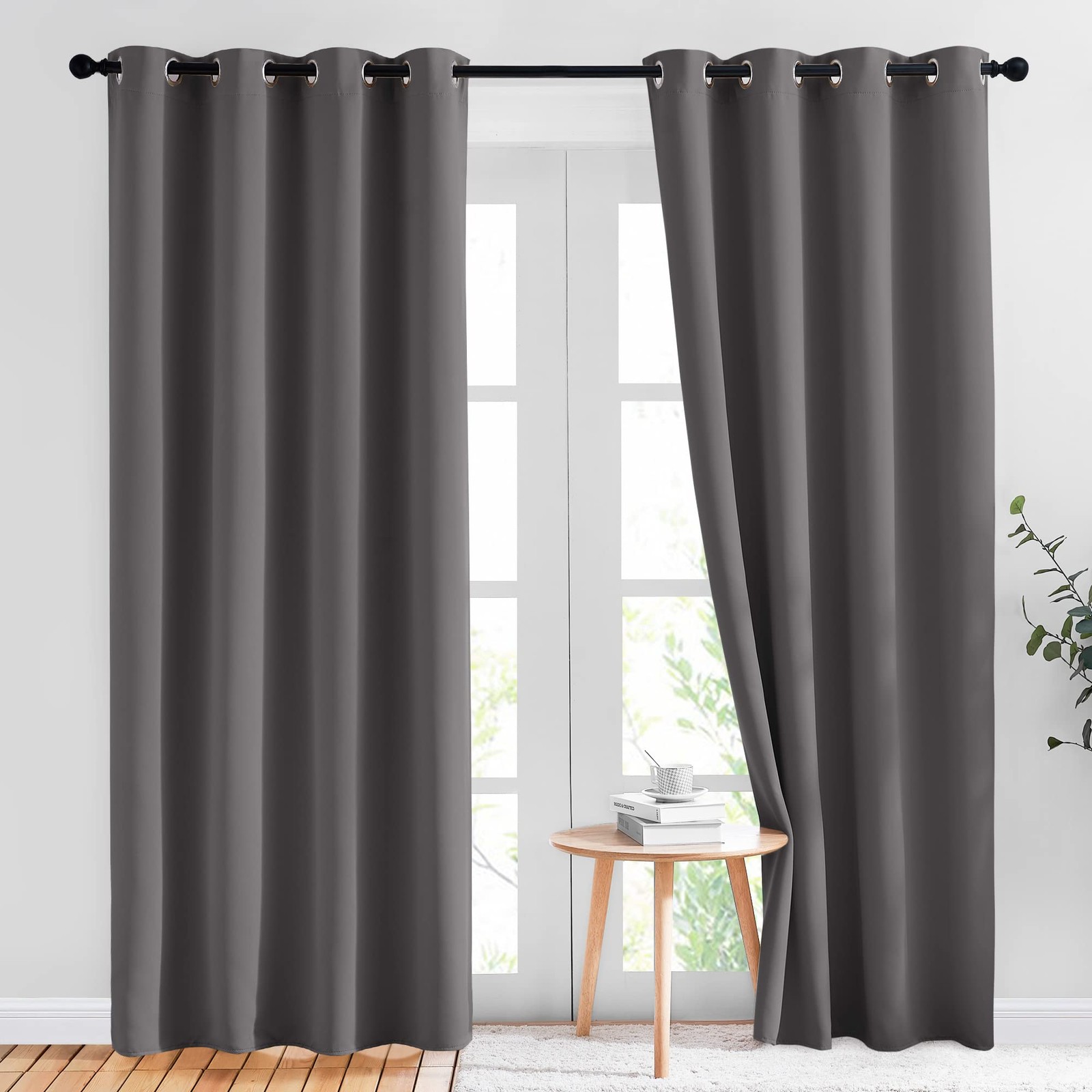 NICETOWN 84″ Gray Blackout Curtains 2 Panels 52×84
