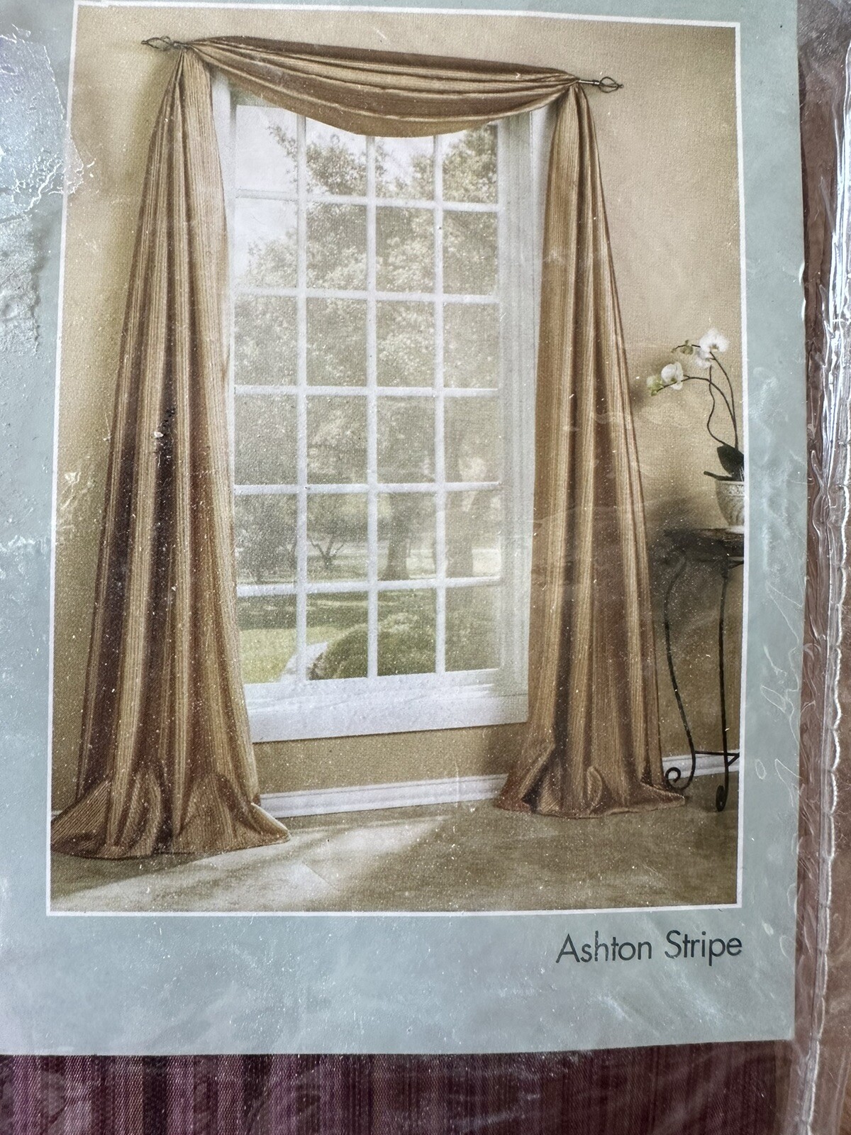 Pacific Scarf Valance Ashton Stripe 50×216 Merlot New in Package!