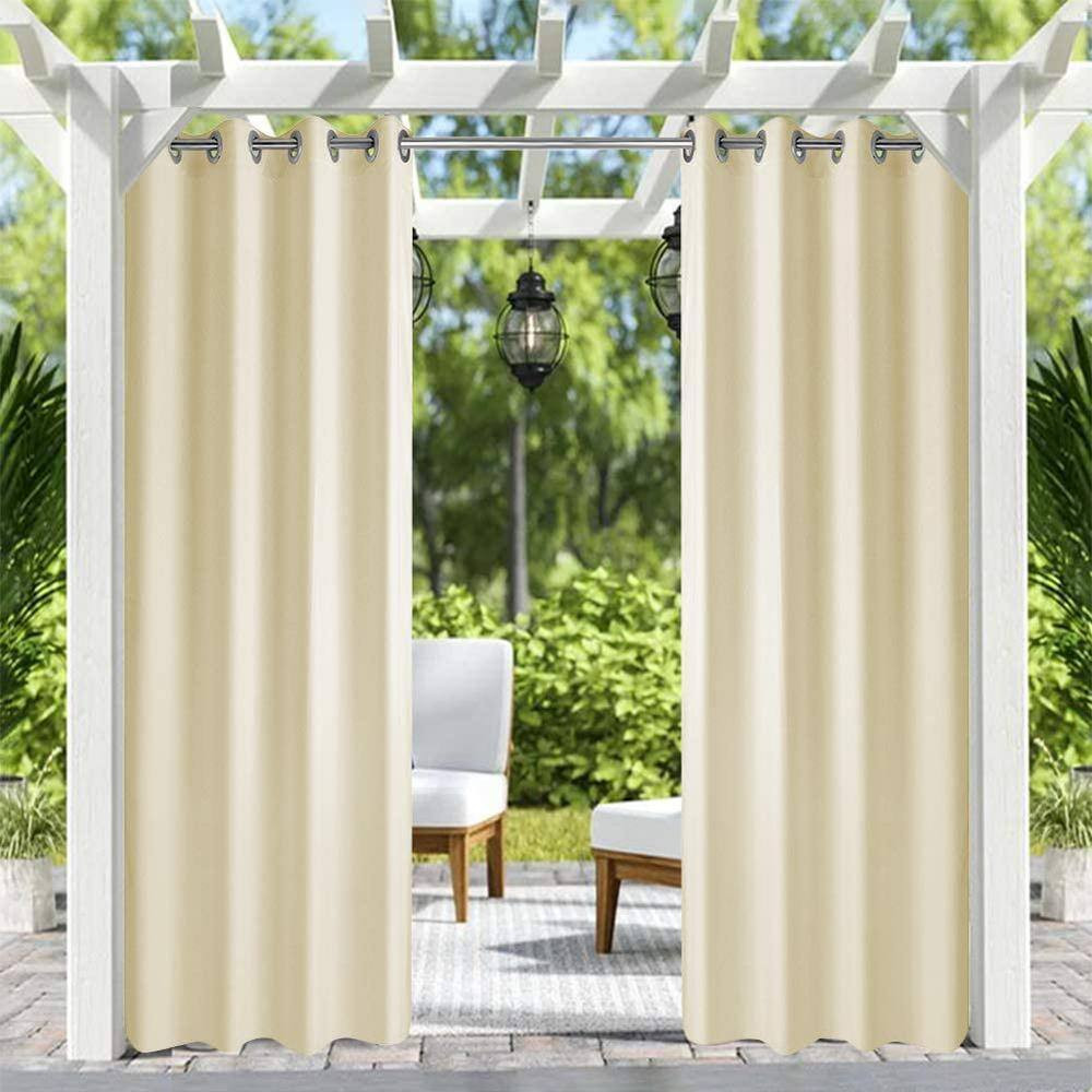Beige Outdoor Thermal Grommet Blackout Curtain – 50 In. W X 84 In. L