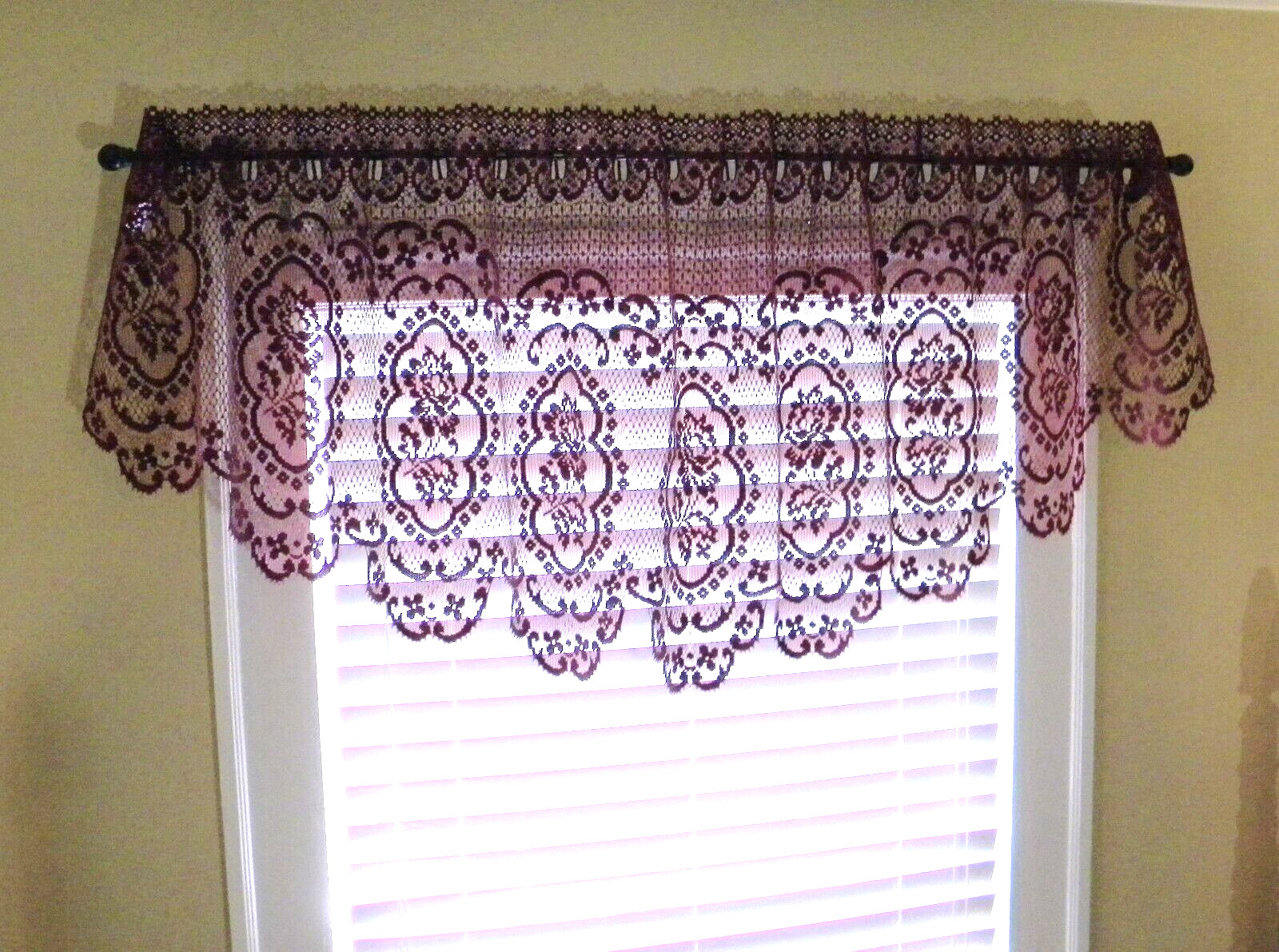 Discontinued Heritage Lace Cameo Rose 60″ x 24″ Burgundy Festoon Window Valance