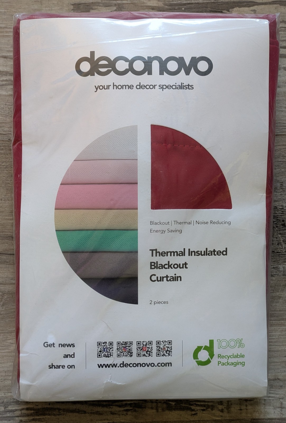 Deconovo Red Thermal Insulated Blackout Curtains 42″ x 54″ 2 Panels New NIP