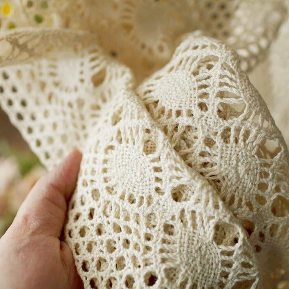 Vintage Hand Lace Crochet Short Curtain Valance Panels Cafe Tiers Kitchen Decor