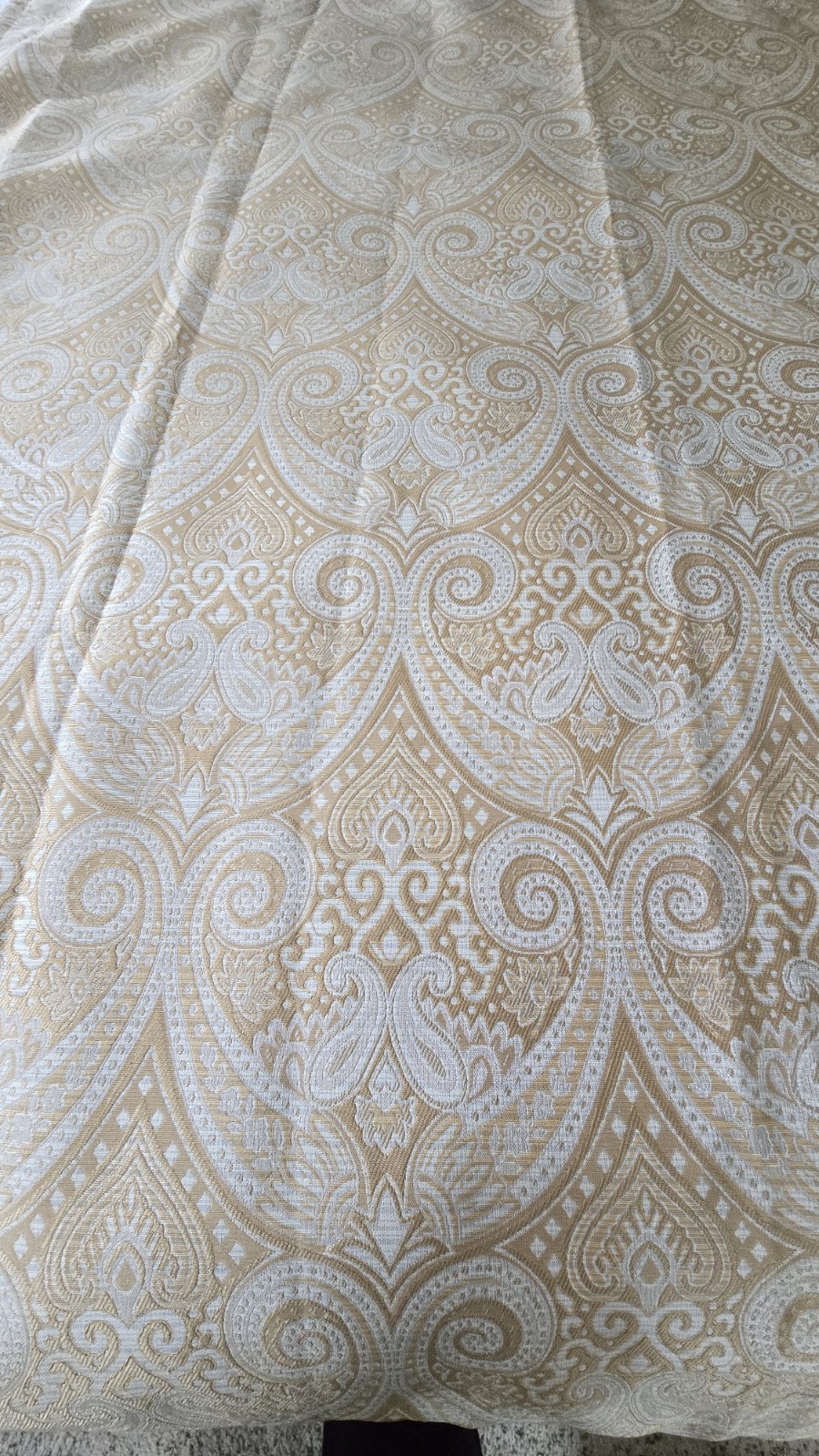 Jacquard Brocade Damask 2 Curtain Panel Set 50×84 Gold Cream Beige Lined