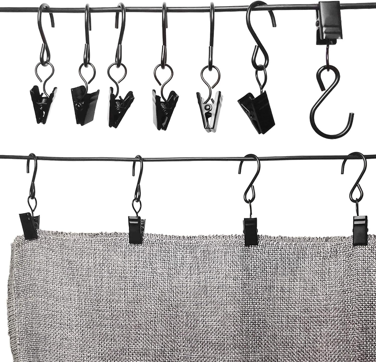 Stainless Steel S Hooks Curtain Clips, 50 Pack Hanging Party Lights Clips Han…