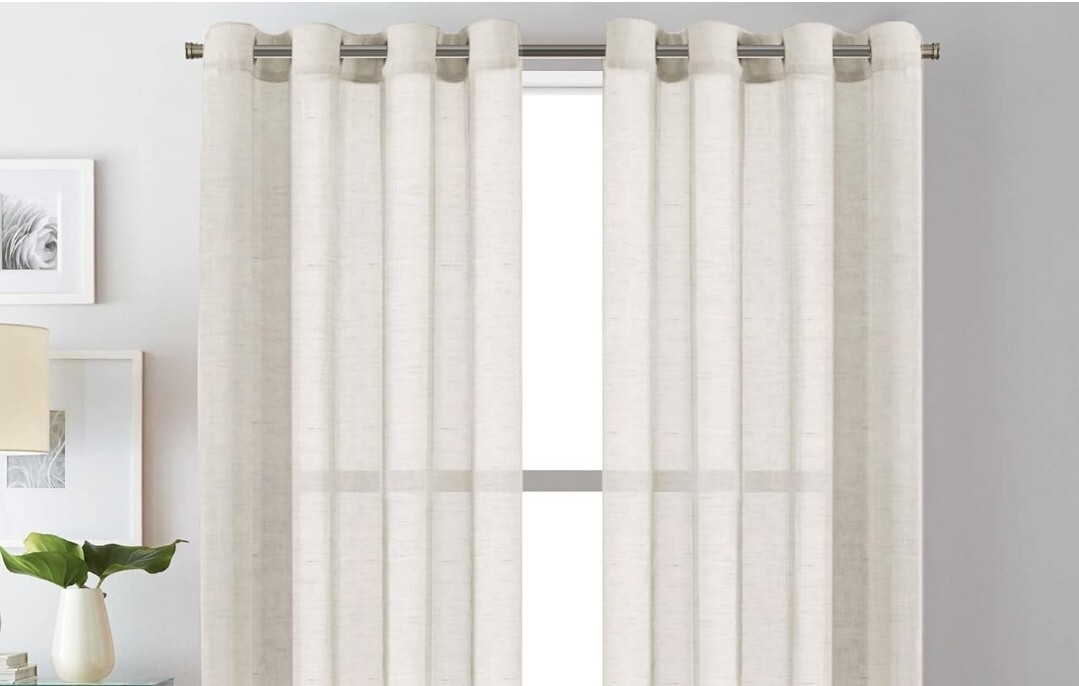 Natural Linen Sheer Curtains Flax Linen Blended Curtain Panels Sheer 84L X 54W