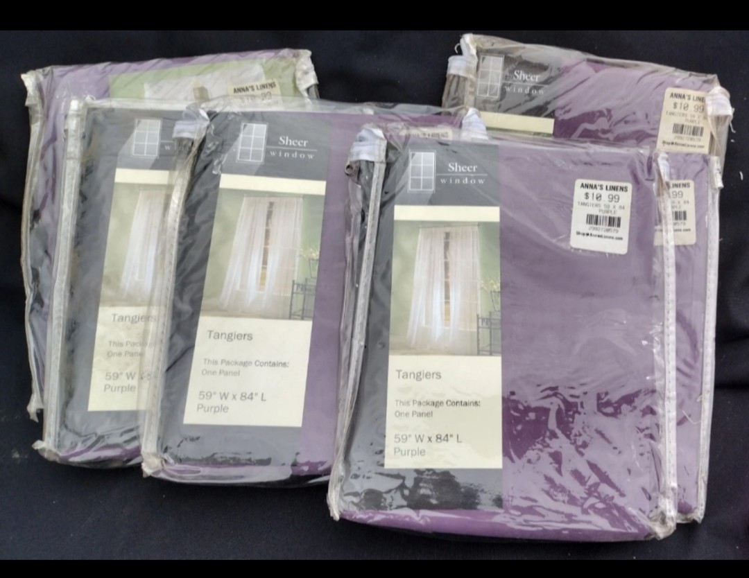 (7) Purple Tangiers Sheers 59″W x 84″L
