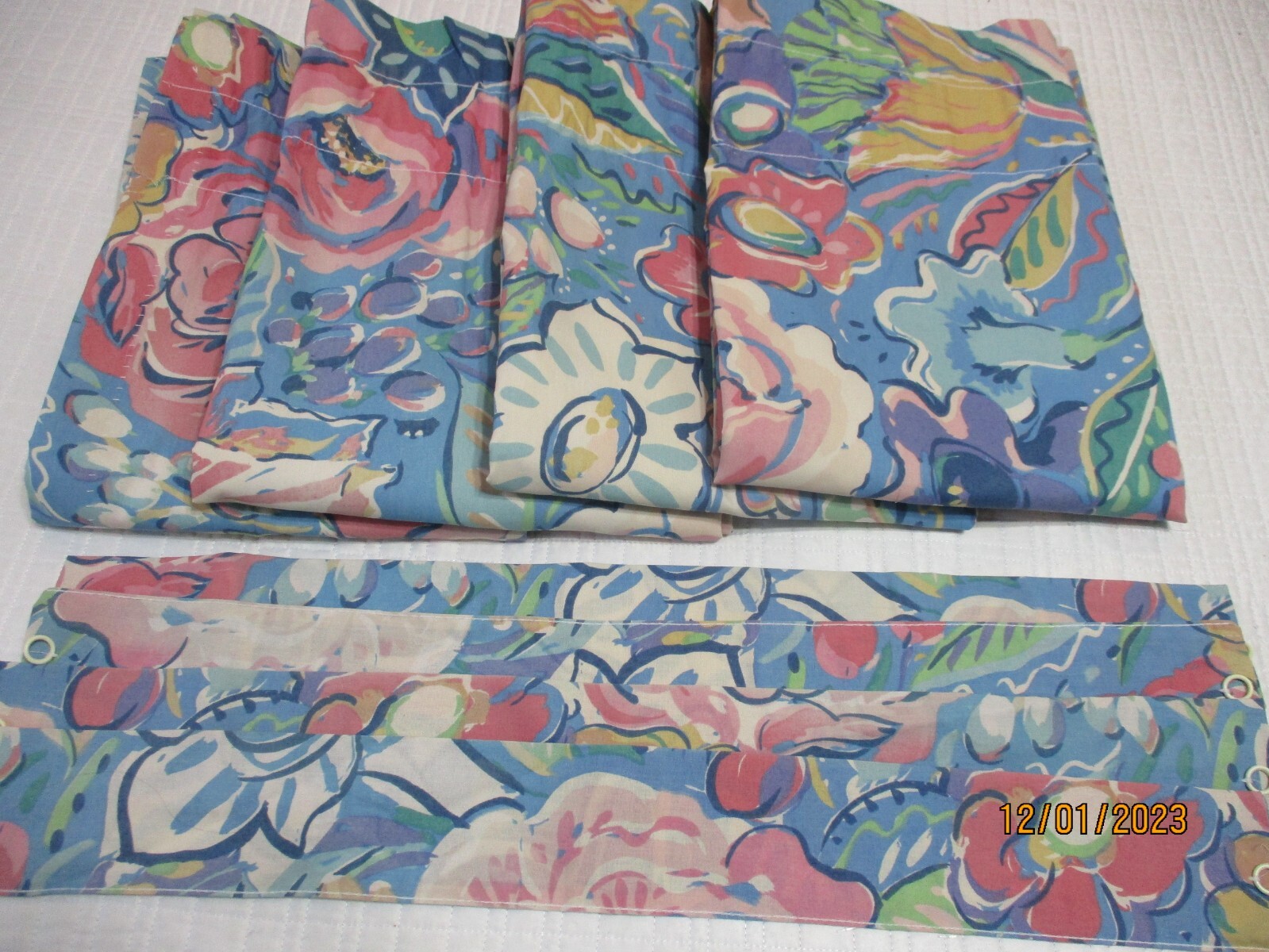 Vintage JC Penney 4 Lined Panels with Tie Backs Colorful Floral Rare! 42×62