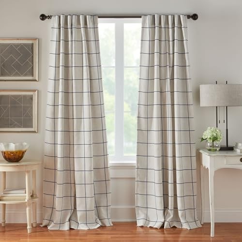 Home Fashions Brighton Windowpane Plaid 52″W x 108″L (Pack of 1) Indigo