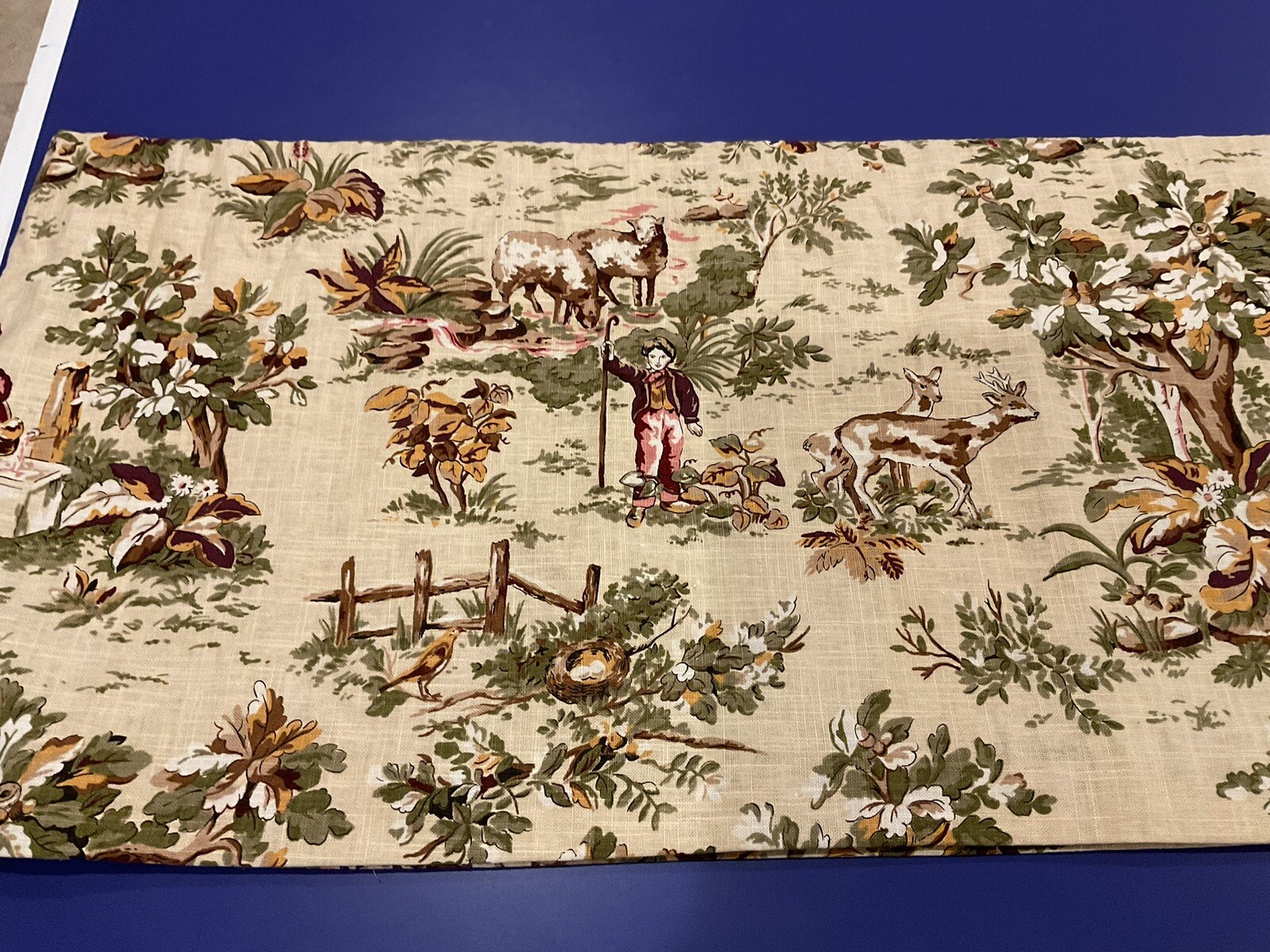 PAIR French Country Pastoral Toile Window Valances, 5.8 Yards Each, SUPER LONG