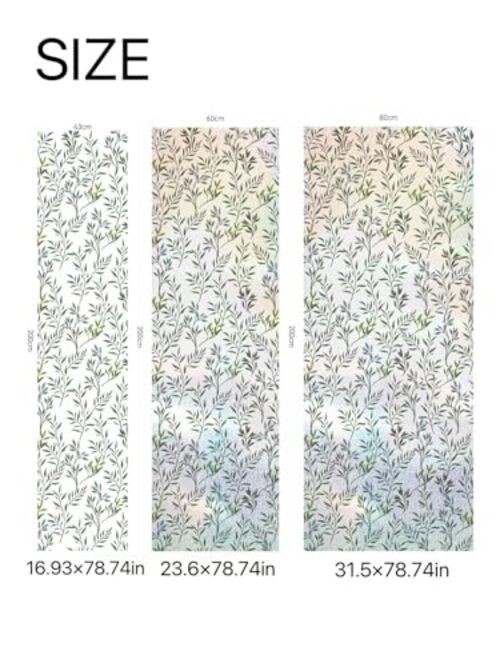 (23.6″x78.7″) Rainbow Window Privacy Film, Leaf Design Stained 23.6″ x 78.7″