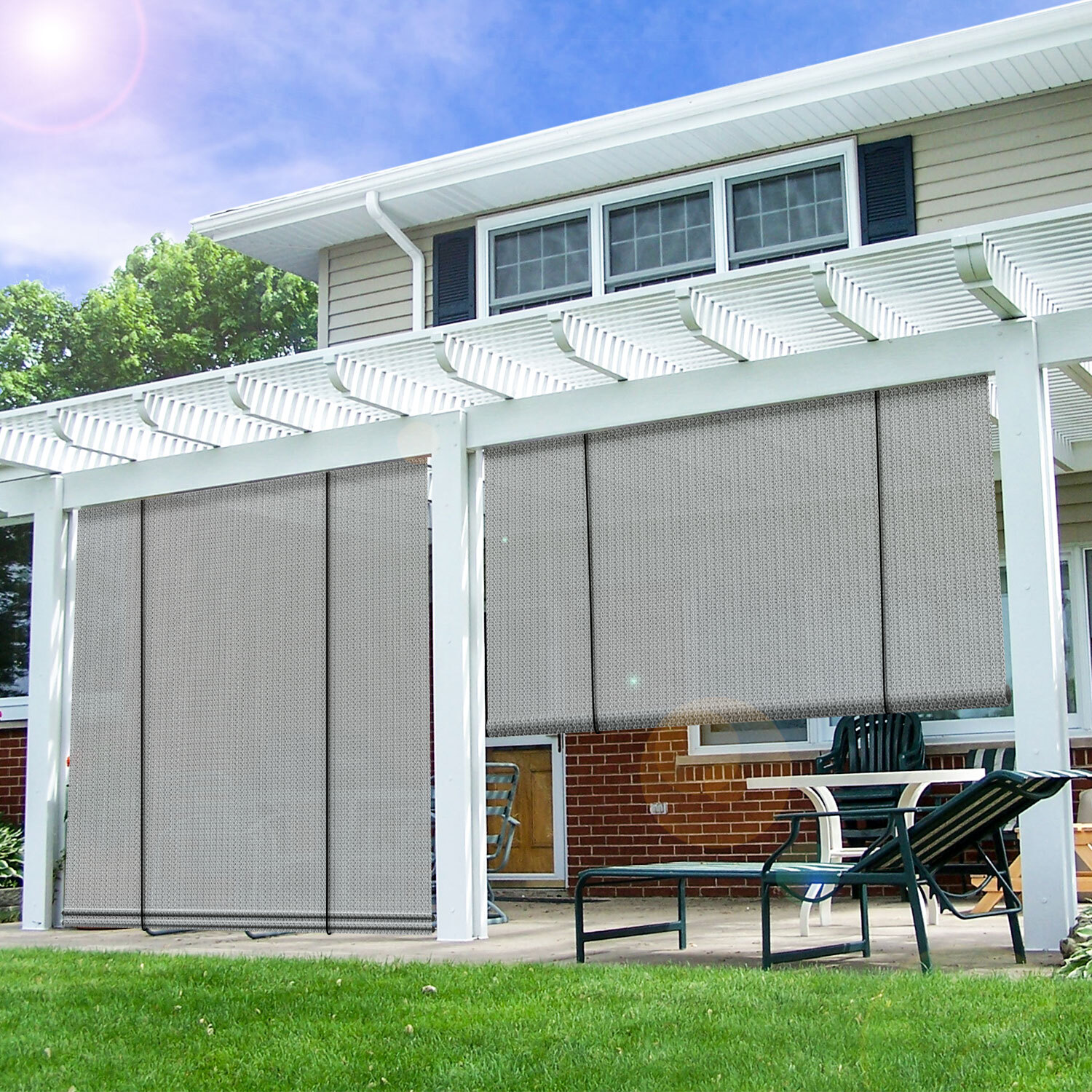 Roller up Shades for Patio Deck Porch Pergola Balcony Backyard Outdoor-Grey