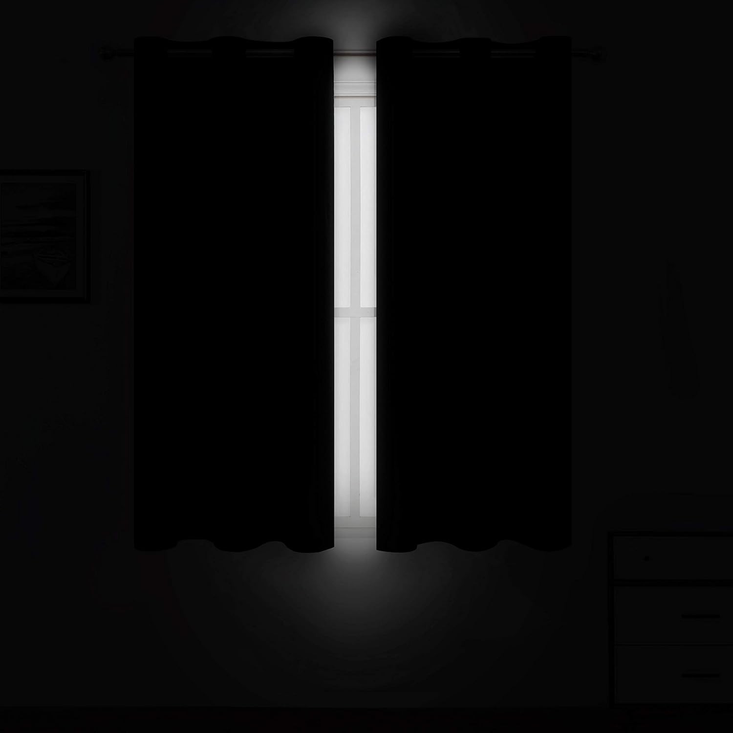 Black Thermal Blackout Curtains/38 x 63 Inch/Set of 2 Panels Room Darkening