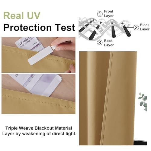 Sally Blackout Curtains for Bedroom Living Room 40″W x 78″L (Pack of 2) Gold