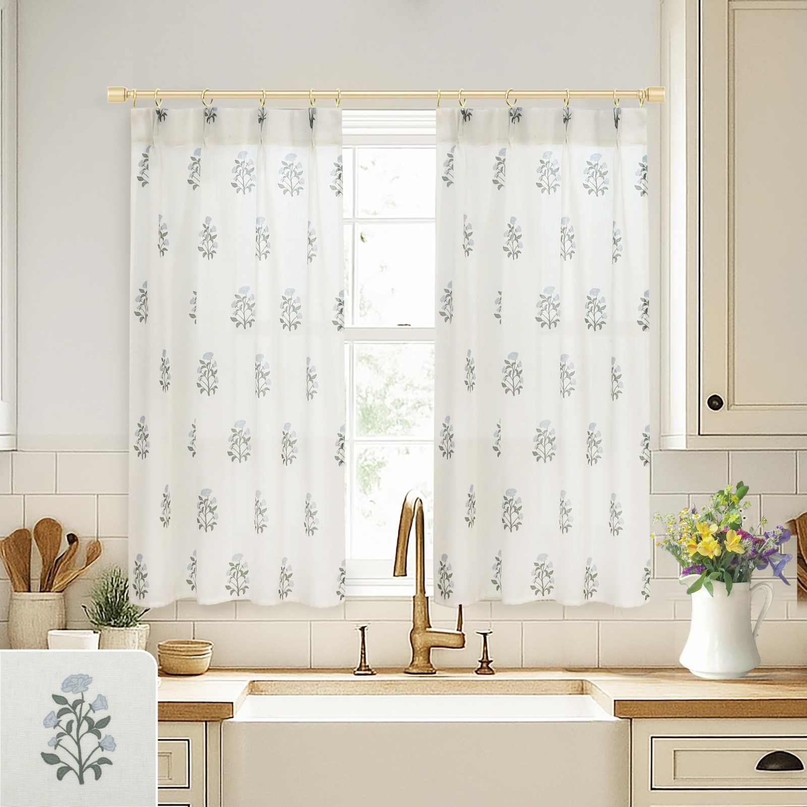 Bathroom Curtains Window,Short Curtain for Windows,Modern Farmhouse Boho Flor…
