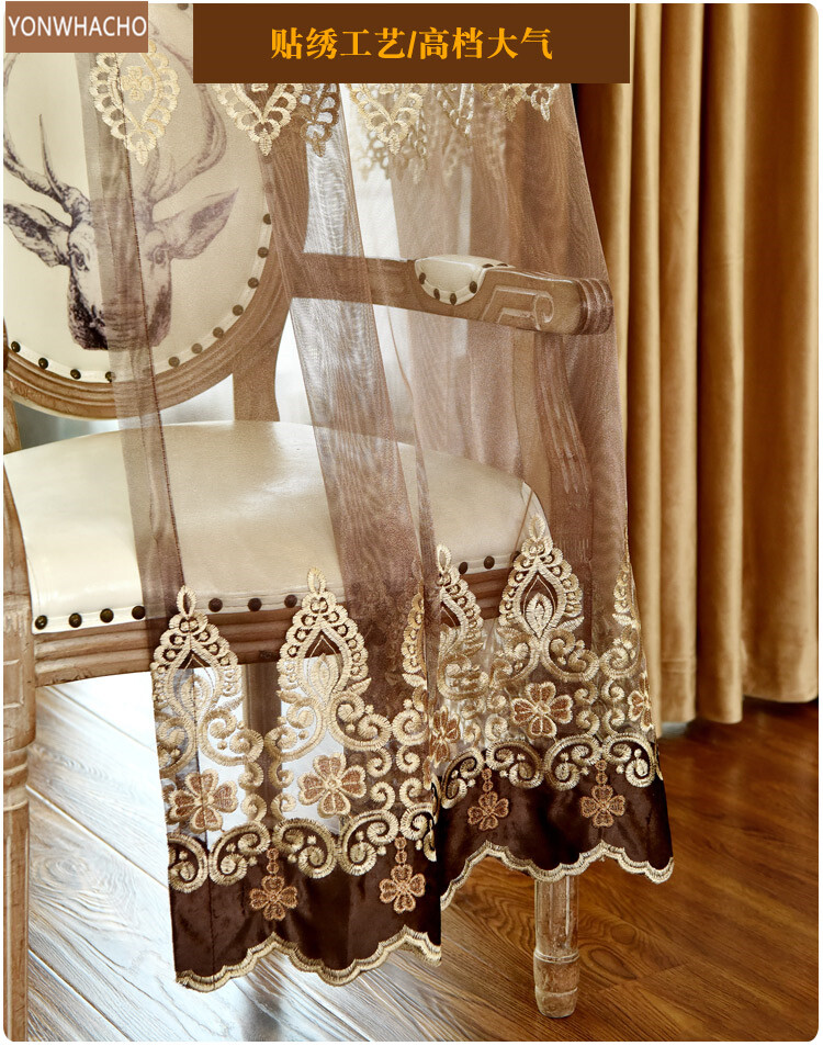 European high-end court velvet gold cloth blackout curtain valance drape B590