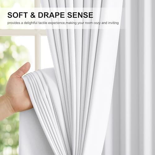 100% Blackout Curtain Panels, Rod Pocket Window Curtains with Black Liner for Nu