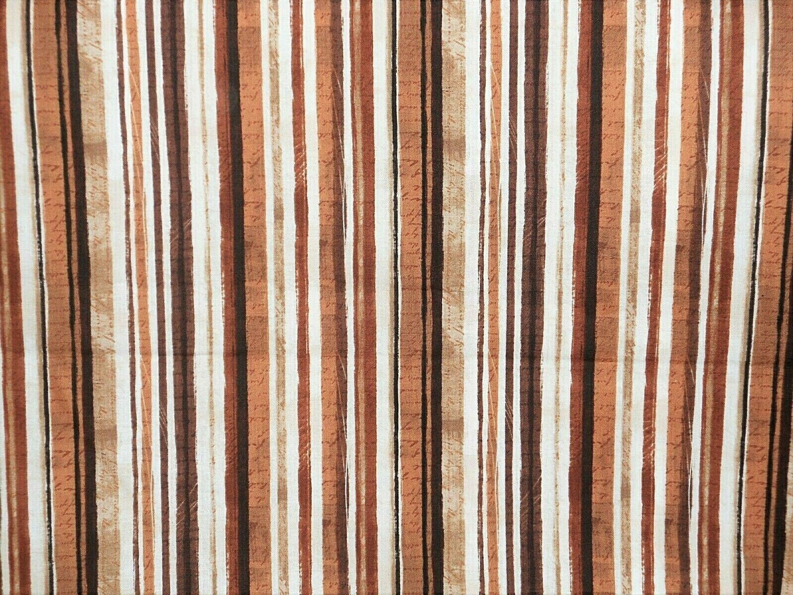 Brown Stripe Curtain Valance Beige Tan Ivory Fall Autumn Thanksgiving 14 x 42