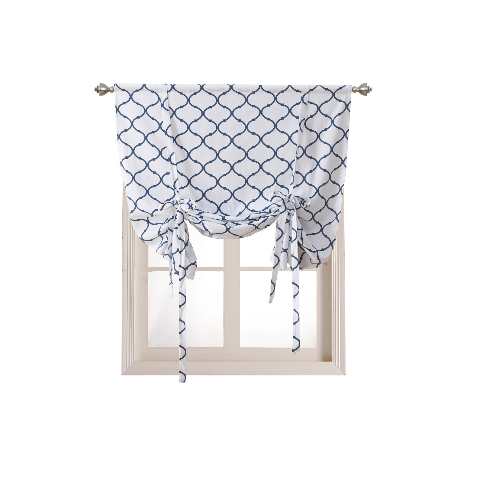Regal Home Collections Trellis Quatrefoil Tie Up Curtain Shade – Assorted Colors