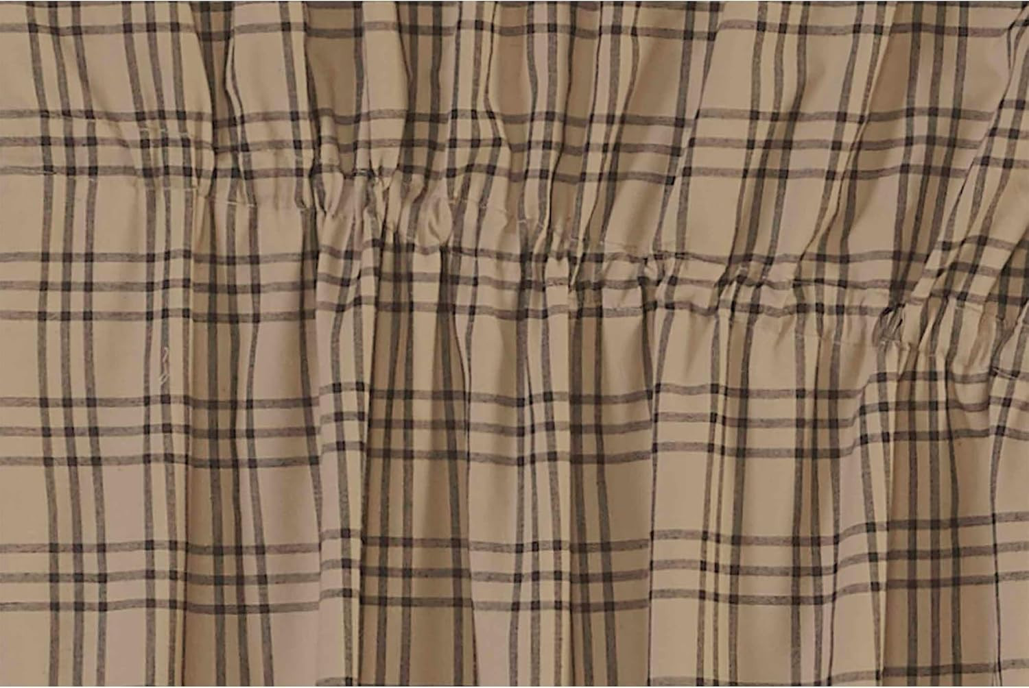 Farmhouse Window Curtains-Sawyer Mill Tan Prairie Panel Pair, One Size, Charcoal