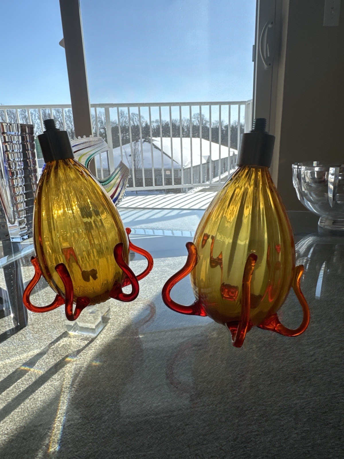 Vintage Murano Glass Curtain Rod Finials/ Set of 2.